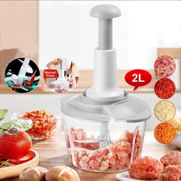 2L Manual Food Chopper Gray ABS Kitchen Essential image 1 PanguDeals Pakistan