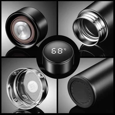 Insulated Water Bottle Black Stainless Steel 58°C Display image 1 PanguDeals Pakistan