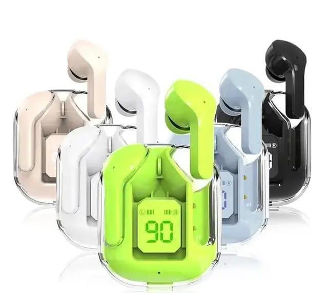 Noise-Cancelling Earbuds Bluetooth 5.3 Green Black Transparent image 1 PanguDeals Pakistan