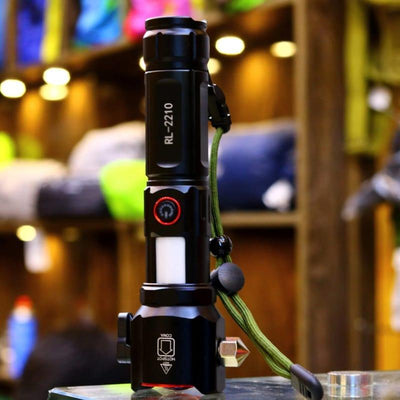 Rechargeable LED Torch Black Red Aluminum Long Range image 1 PanguDeals Pakistan