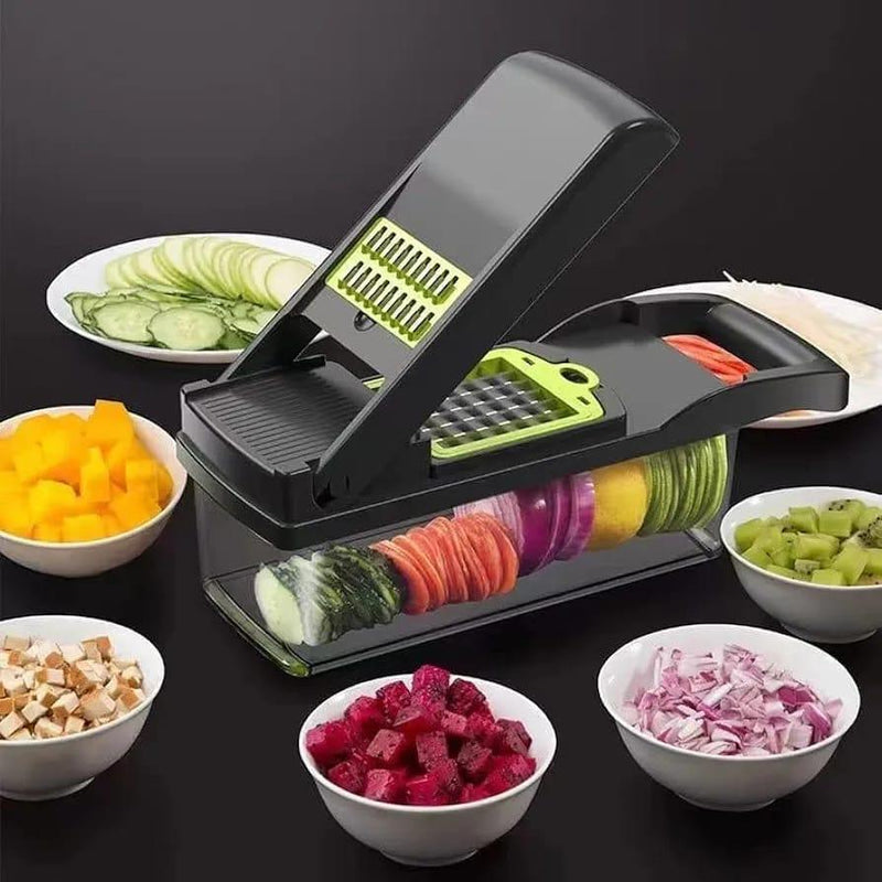 Black & Green Manual Food Chopper ABS Plastic Kitchen Tool image 1 PanguDeals Pakistan