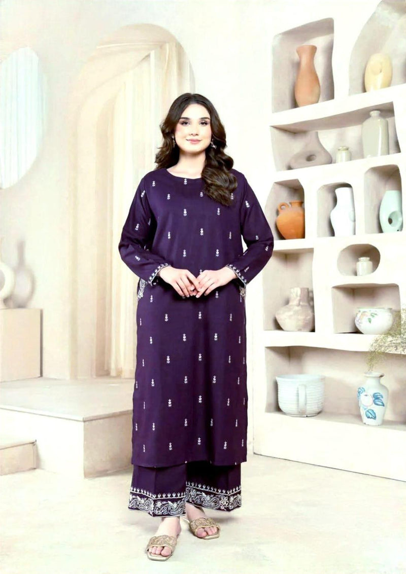 Purple Embroidered 2-Piece Women's Lawn Suit for Weddings & Parties image 1 PanguDeals Pakistan