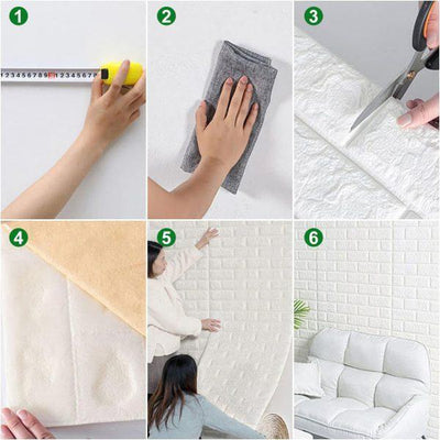 White 3D Brick Wall Sticker 2 Pcs image 1 PanguDeals Pakistan