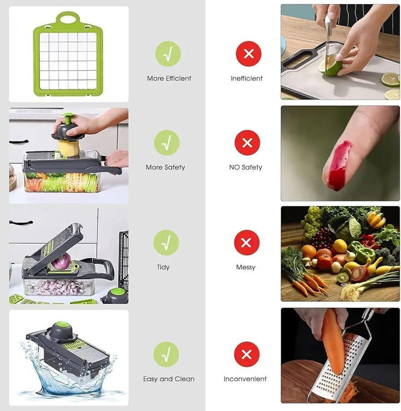 Manual Food Chopper Black Green ABS Multi-Blade Kitchen Tool image 1 PanguDeals Pakistan