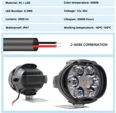 Premium Quality 6 LED Motorcycle Headlights 3000lm IP67 Waterproof image 1 PanguDeals Pakistan
