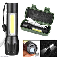 Rechargeable Flashlight with COB LED Black ABS Case image 5 PanguDeals Pakistan