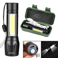 Rechargeable Flashlight with COB LED Black ABS Case image 1 PanguDeals Pakistan