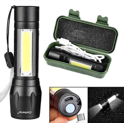 Rechargeable Flashlight with COB LED Black ABS Case image 1 PanguDeals Pakistan