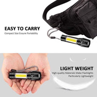 Rechargeable Flashlight with COB LED Black ABS Case image 2 PanguDeals Pakistan