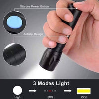 Rechargeable Flashlight with COB LED Black ABS Case image 3 PanguDeals Pakistan
