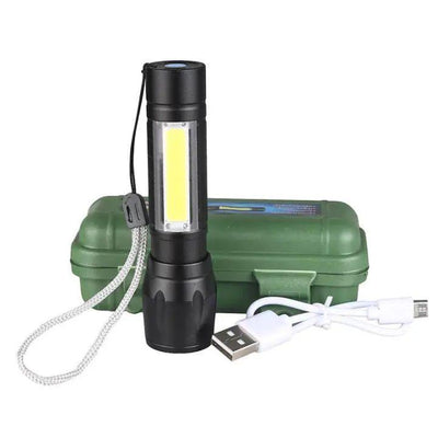 Rechargeable Flashlight with USB-C & Green Case image 1 PanguDeals Pakistan