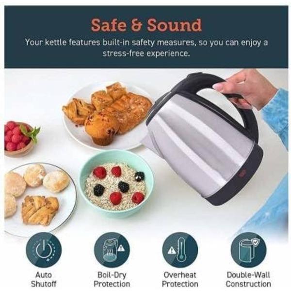 Electric Kettle Stainless Steel Silver Double Wall Auto Shutoff image 1 PanguDeals Pakistan