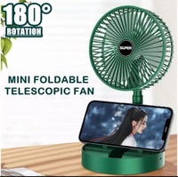 Mini Foldable Telescopic Fan Green 180° Rotation Portable Rechargeable image 1 PanguDeals Pakistan