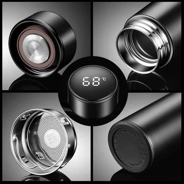 Insulated Water Bottle Black Stainless Steel 58°C Display image 1 PanguDeals Pakistan