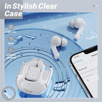 Stylish Grey Bluetooth Earbuds with Clear Case image 1 PanguDeals Pakistan