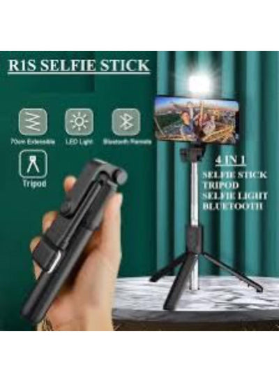 Black Selfie Stick with LED Light & Bluetooth Remote image 1 PanguDeals Pakistan