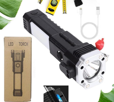 Rechargeable LED Torch Light Black 6" Type-C image 1 PanguDeals Pakistan