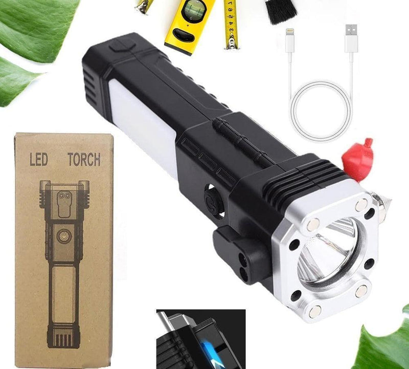 Rechargeable LED Torch Light Black 6" Type-C image 1 PanguDeals Pakistan