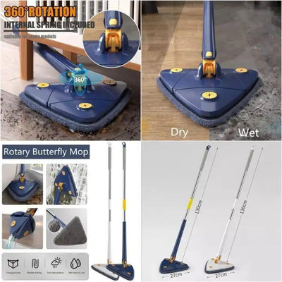 360-Degree Triangle Twister Mop Stainless Steel Blue image 1 PanguDeals Pakistan