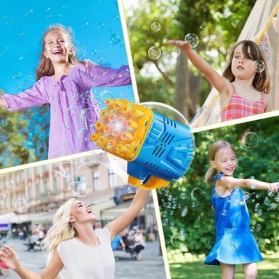 Kids Bubble Gun Blue Yellow Plastic Outdoor Toy image 1 PanguDeals Pakistan