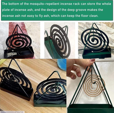 Mosquito Coil Stand Black Metal Triangular Deep Groove image 1 PanguDeals Pakistan