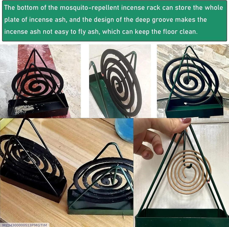 Mosquito Coil Stand Black Metal Triangular Deep Groove image 1 PanguDeals Pakistan