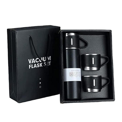 Black Stainless Steel Vacuum Flask Set for Hot Cold Drinks image 1 PanguDeals Pakistan