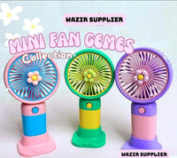 Mini Handheld Fan Green Yellow USB Rechargeable 1.5W image 3 PanguDeals Pakistan