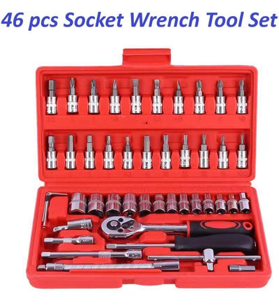 46-Piece Socket Wrench Tool Set Stainless Steel Red Case image 1 PanguDeals Pakistan