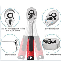 46-Piece Socket Wrench Tool Set Stainless Steel Red Case image 2 PanguDeals Pakistan