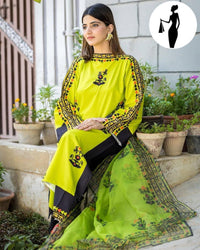 Green Printed 3-Piece Women Suit Swiss Lawn Medium to Large image 2 PanguDeals Pakistan