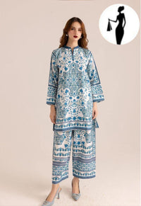 Blue Printed Swiss Lawn 2-Piece Women Co-Ord Set image 1 PanguDeals Pakistan