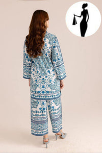 Blue Printed Swiss Lawn 2-Piece Women Co-Ord Set image 2 PanguDeals Pakistan