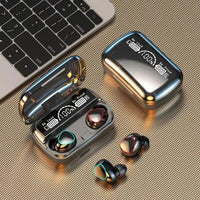 M10 Digital Display Earbuds Black ABS Sweat Resistant image 1 PanguDeals Pakistan