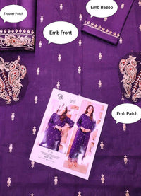 Purple Embroidered 2-Piece Women's Lawn Suit for Weddings & Parties image 4 PanguDeals Pakistan