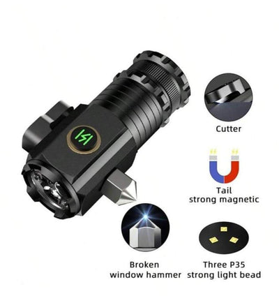 Compact Aluminum Flashlight with Cutter & Magnetic Tail image 1 PanguDeals Pakistan
