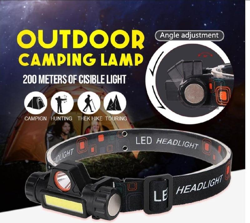 Rechargeable LED Headlight Black ABS Camping Hiking Portable image 1 PanguDeals Pakistan
