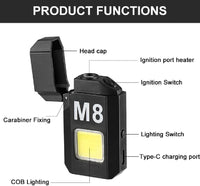COB LED Flashlight With Lighters Dual Arc Pulse Flameless Lighter Type C Rechargeable Lighter image 5 PanguDeals Pakistan
