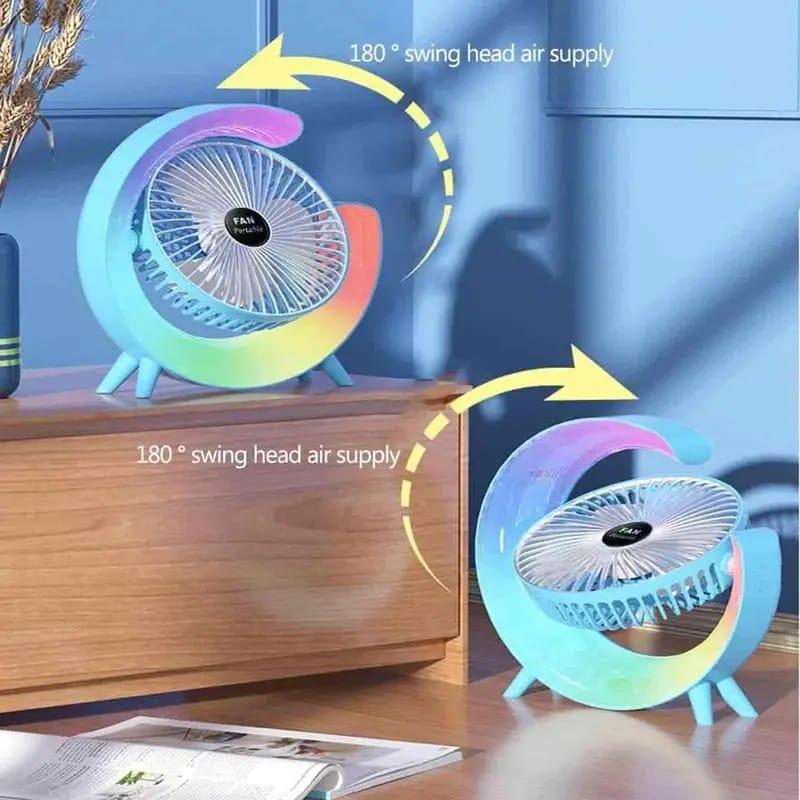 RGB Desktop Fan with 180° Swing Head, ABS Plastic, Lightweight & Stylish image 1 PanguDeals Pakistan