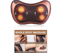 Electric Neck & Back Massage Pillow Brown PU Leather image 1 PanguDeals Pakistan