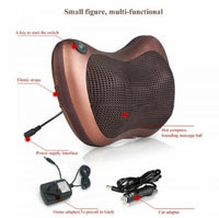Electric Neck & Back Massage Pillow Brown PU Leather image 2 PanguDeals Pakistan