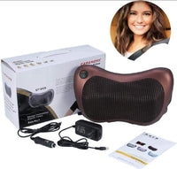 Electric Neck & Back Massage Pillow Brown PU Leather image 3 PanguDeals Pakistan