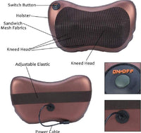 Electric Neck & Back Massage Pillow Brown PU Leather image 4 PanguDeals Pakistan