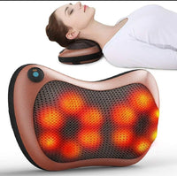 Electric Neck & Back Massage Pillow Brown PU Leather image 5 PanguDeals Pakistan