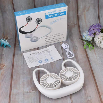 Neck Fan White Adjustable USB Rechargeable image 1 PanguDeals Pakistan