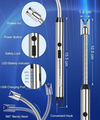 Rechargeable Electric Lighter Silver 10.2cm Portable image 2 PanguDeals Pakistan