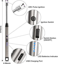 Rechargeable Electric Lighter Silver 10.2cm Portable image 3 PanguDeals Pakistan
