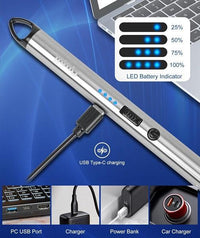 Rechargeable Electric Lighter Silver 10.2cm Portable image 4 PanguDeals Pakistan