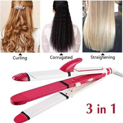 3 in 1 Hair Straightener Roller Curler Red White ABS image 1 PanguDeals Pakistan
