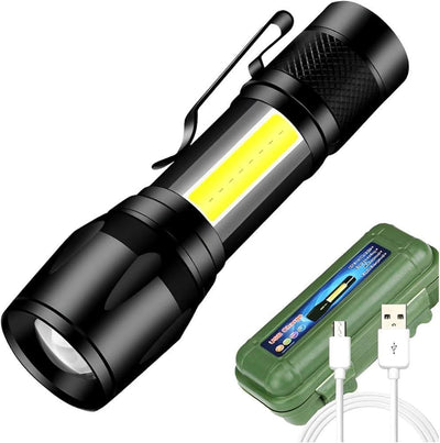 Mini Rechargeable LED Flashlight Black 500mAh Portable image 1 PanguDeals Pakistan